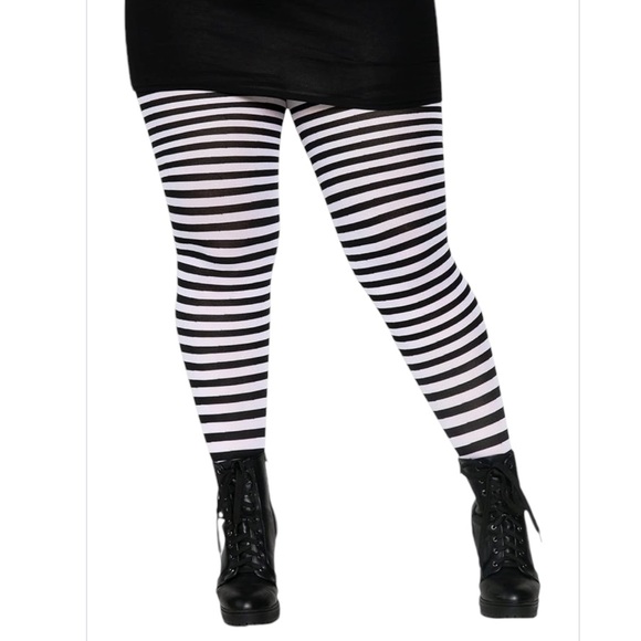 Leg Avenue Women's Nylon Striped Tights Women’s Plus Size 1X/2X - Picture 3 of 9